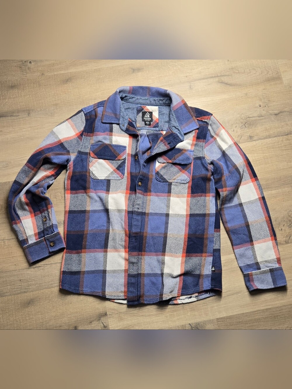 RIPZONE Thick & Rugged Blue/white/red Plaid Button-Up Shirt Jacket - Mens Medium
